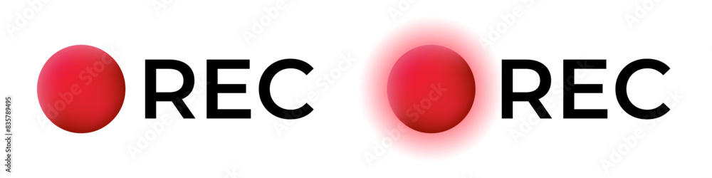 Rec video record live icon. Video recording indicator. Rec video record live icon. Video recording indicator.