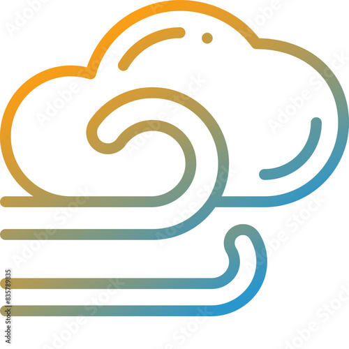 cloudy wind gradient line icon