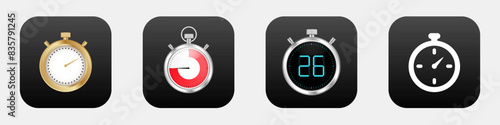 Timer mobile app 3d modern icon. Stopwatch clock new style phone application icon