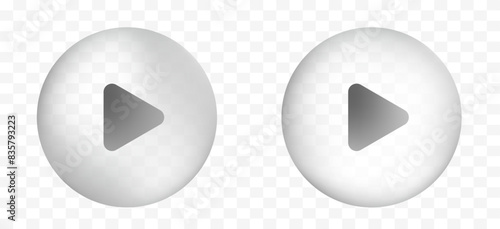 Red play button 3d glass icon. Play button logo in red.