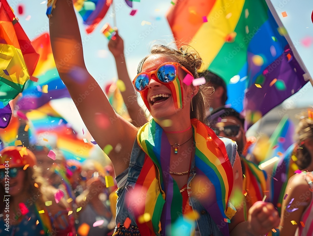 Vibrant of LGBTQ Pride with Colorful Flags and Festive Attire Vibrant of LGBTQ Pride with Colorful Flags and Festive Attire