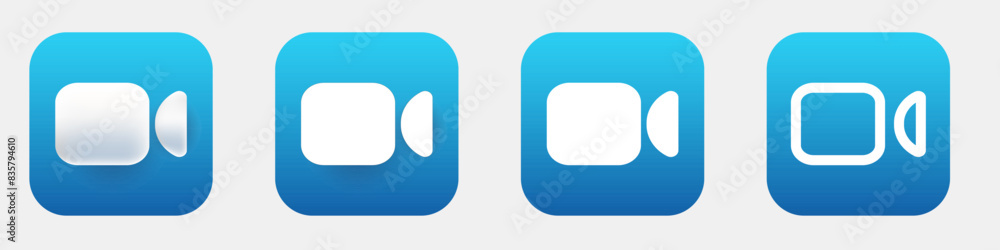 Video call mobile app 3d modern icon. Video chat new style phone application icon Video call mobile app 3d modern icon. Video chat new style phone application icon