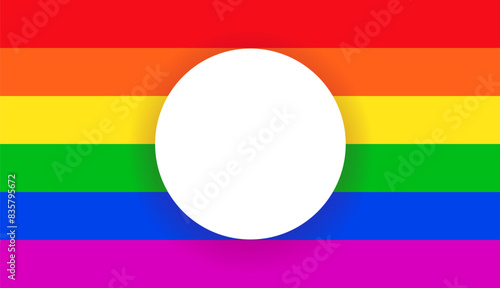 Pride flag with wight circle for photo collage vector