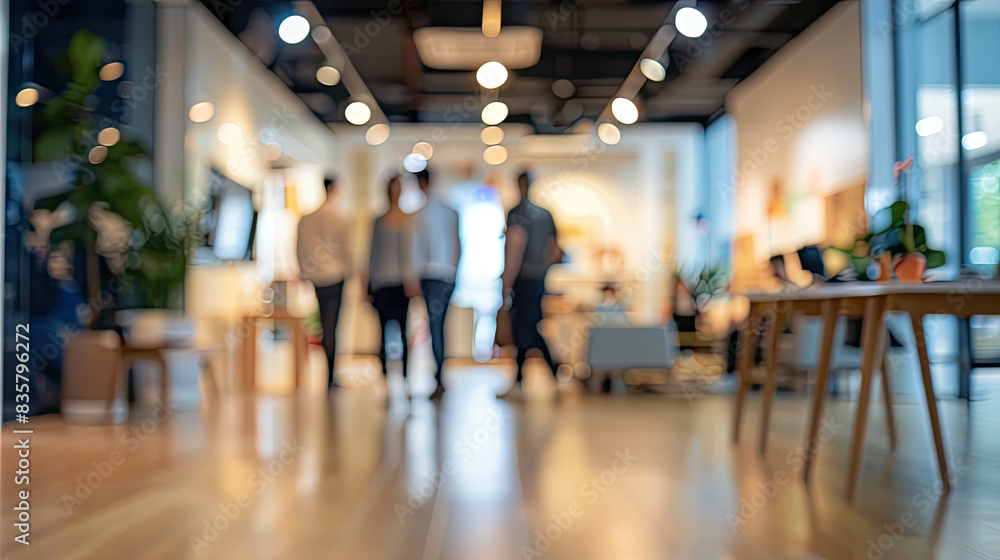 Blurred Indoor Space with Warm Lighting and Hanging Light Fixtures and people Blurred Indoor Space with Warm Lighting and Hanging Light Fixtures and people