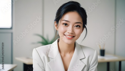 Young Professional  confident Asian business woman in office. Office lady.  