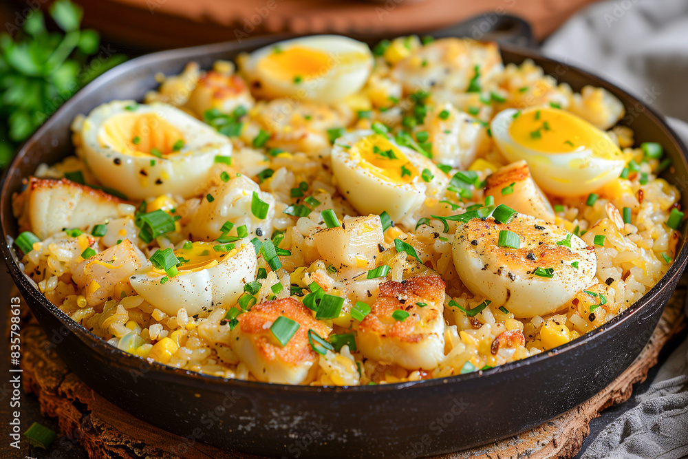 Kedgeree with smoked haddock and rice, in a warm breakfast nook Kedgeree with smoked haddock and rice, in a warm breakfast nook