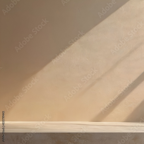Biege wall with the shadow minimalist background.
