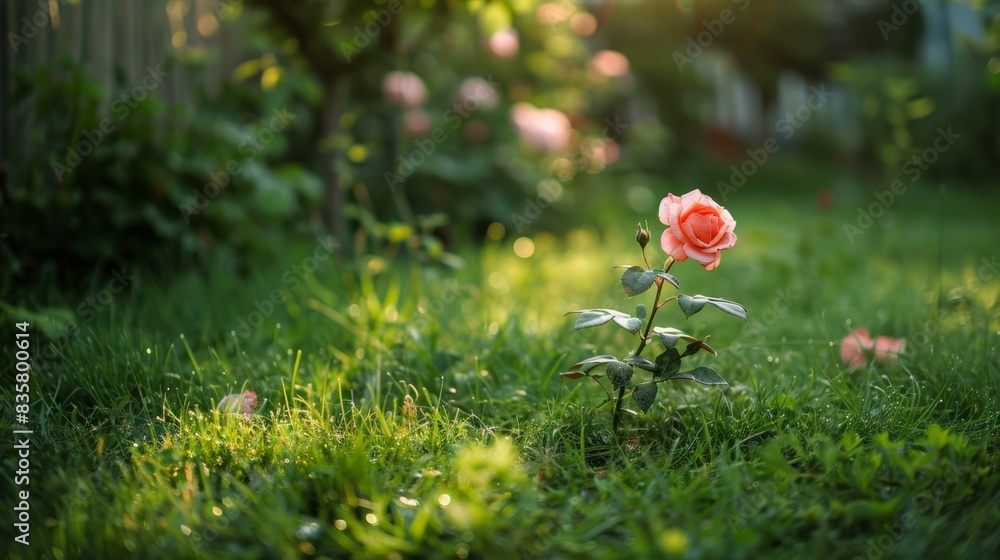 Beautiful Roses Landscape Beautiful Landscape Design with Shrub Roses on Green Grass, AI ...
