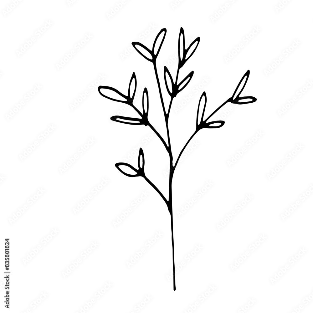 Doodle Abstract Floral Leaves Line Art Hand Drawn Doodle Abstract Floral Leaves Line Art Hand Drawn