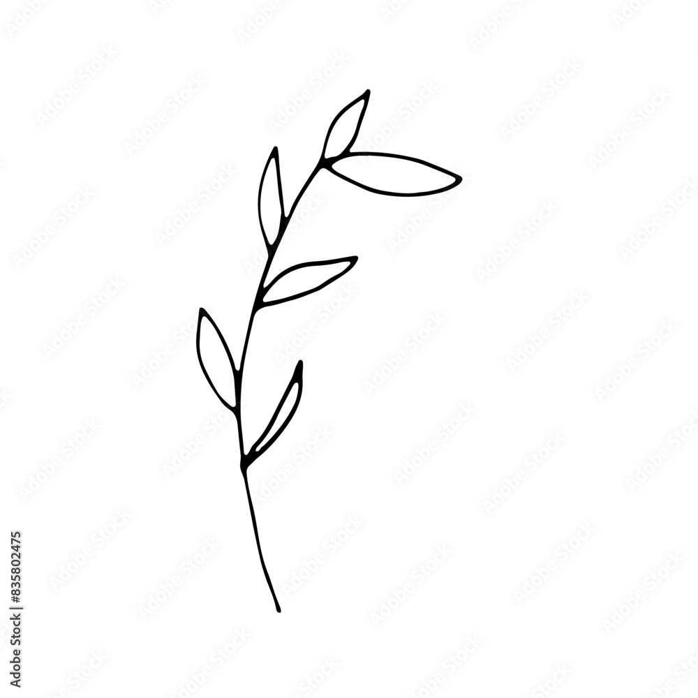 Abstract Doodle Line Art Hand Drawn Sticker Floral Botanical Abstract Doodle Line Art Hand Drawn Sticker Floral Botanical