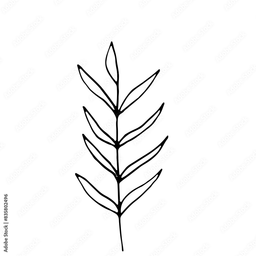 Abstract Doodle Line Art Hand Drawn Sticker Floral Botanical Abstract Doodle Line Art Hand Drawn Sticker Floral Botanical