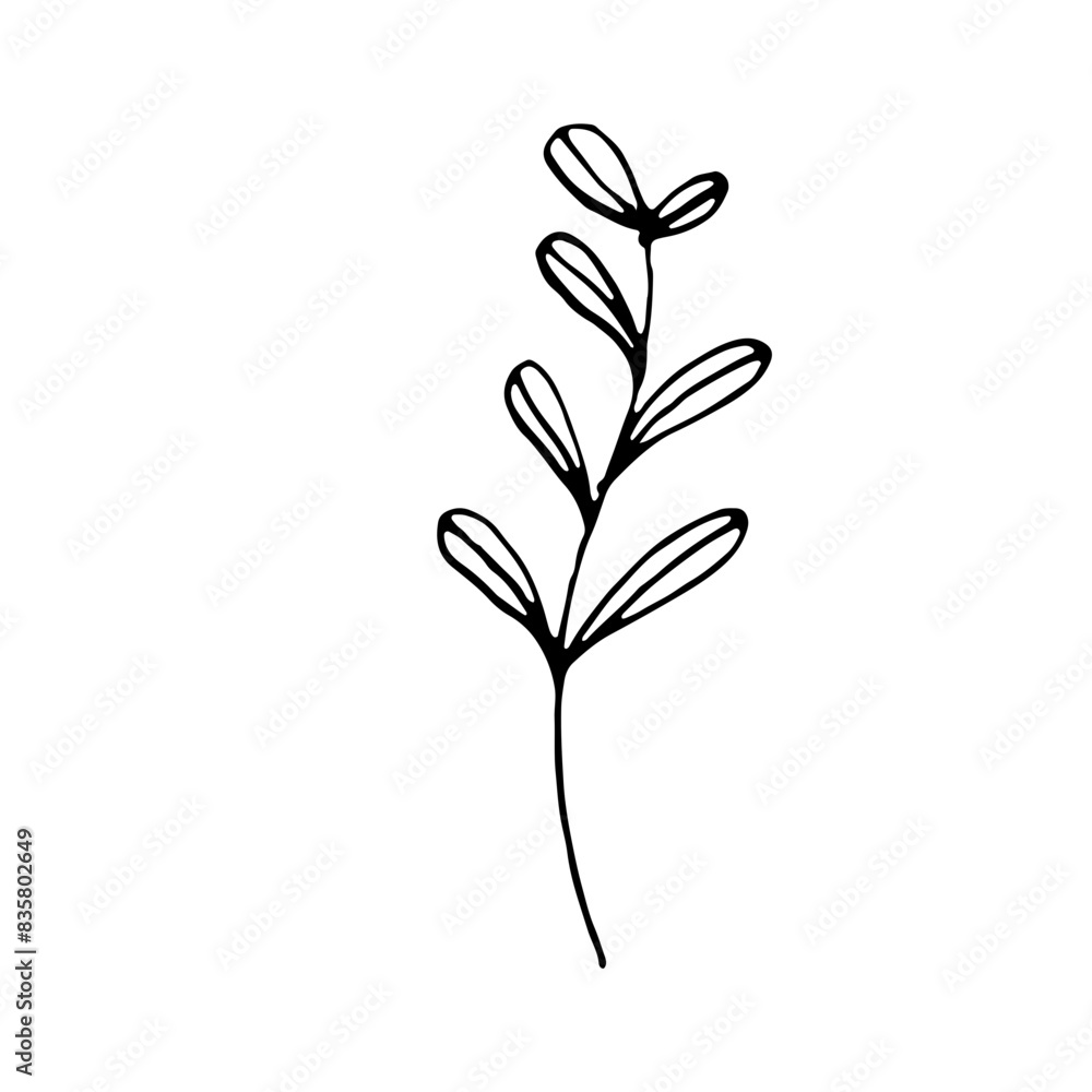 Abstract Doodle Line Art Hand Drawn Sticker Floral Botanical Abstract Doodle Line Art Hand Drawn Sticker Floral Botanical