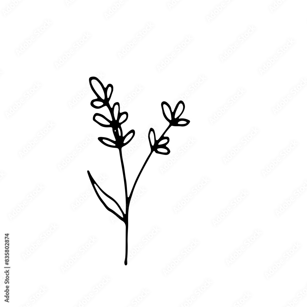 Abstract Doodle Line Art Hand Drawn Sticker Floral Botanical Abstract Doodle Line Art Hand Drawn Sticker Floral Botanical