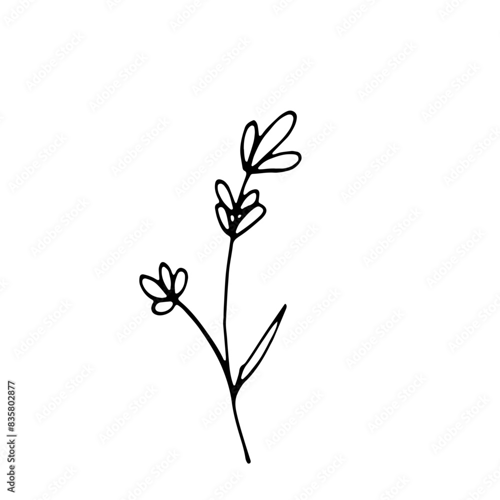 Abstract Doodle Line Art Hand Drawn Sticker Floral Botanical Abstract Doodle Line Art Hand Drawn Sticker Floral Botanical