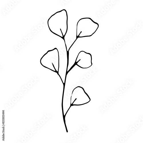 Abstract Line Art Hand Drawn Floral Flower Botanical