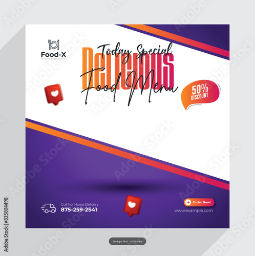 Delicious biryani social media post template 
