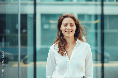Thoughtful woman in a black blazer looking up, standing outdoors in golden light. Free Download Thoughtful woman in a black blazer looking up, standing outdoors in golden light. - GFXLoad