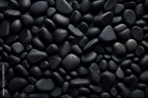 black pebbles or smooth rocks pattern background