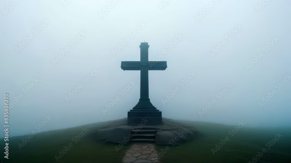 A creed in a misty haze. 