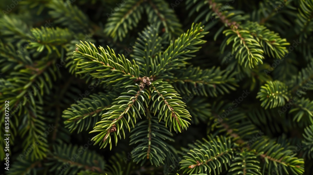 Close up view of spruce branches and needles a festive touch Close up view of spruce branches and needles a festive touch