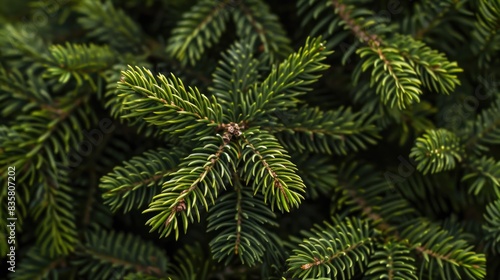 Close up view of spruce branches and needles a festive touch