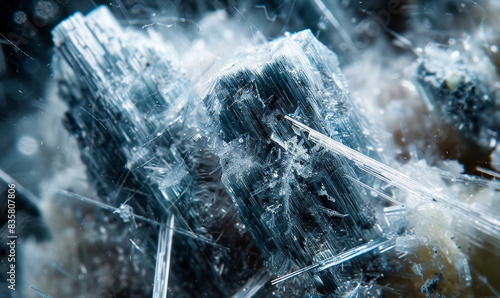Macro shot of asbestos chrysotile fibers, hazardous mineral material, crystalline fibrous texture in close-up, environmental health and safety concept