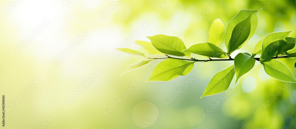 Summer garden with a green leaf in focus, ideal for use as a cover page featuring environmental elements, suitable for wallpapers or backgrounds with ample copy space image. Summer garden with a green leaf in focus, ideal for use as a cover page featuring environmental elements, suitable for wallpapers or backgrounds with ample copy space image.
