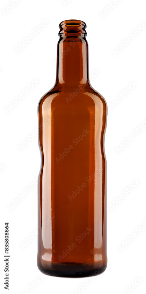 empty beer bottle made of brown glass, isolated on a white background empty beer bottle made of brown glass, isolated on a white background