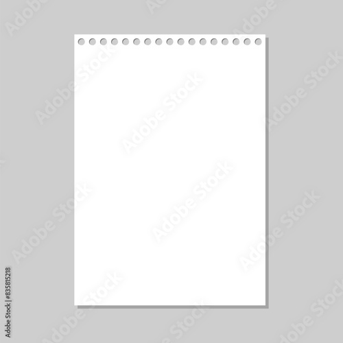 White plain notebook vector paper. realistic drawing paper sheet. blank paper or drawing paper