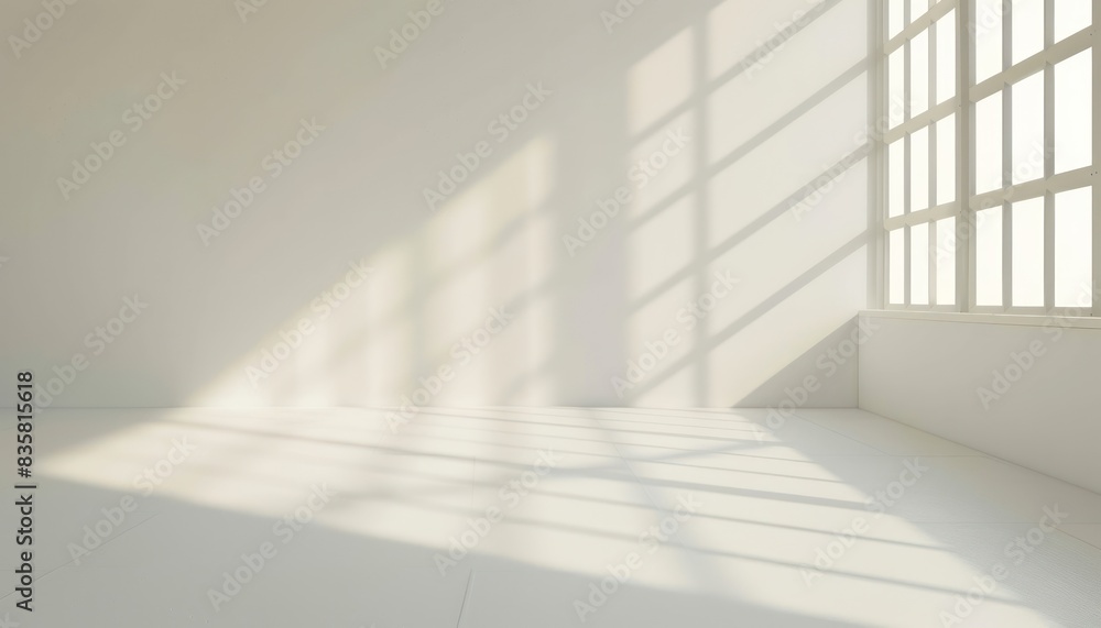 Realistic effect overlay shadow from the window to clean white wall Realistic effect overlay shadow from the window to clean white wall
