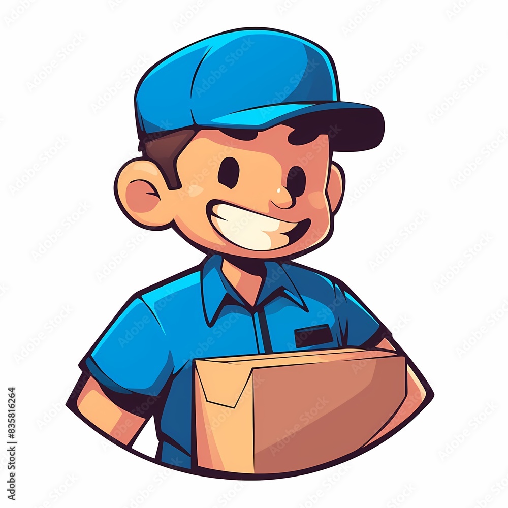 mascot illustration delivery man, flat and cute character, solid vector logo mascot illustration delivery man, flat and cute character, solid vector logo
