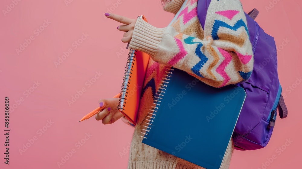 Obraz premium The student with school supplies