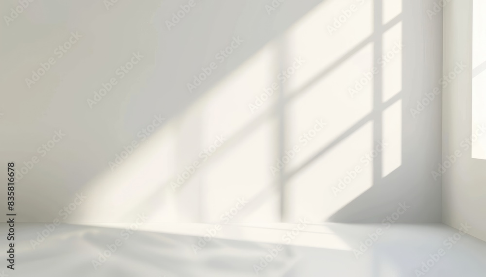Realistic effect overlay shadow from the window to clean white wall Realistic effect overlay shadow from the window to clean white wall
