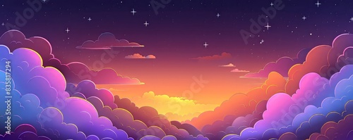 Colorful Clouds at Sunset With Stars © OlScher