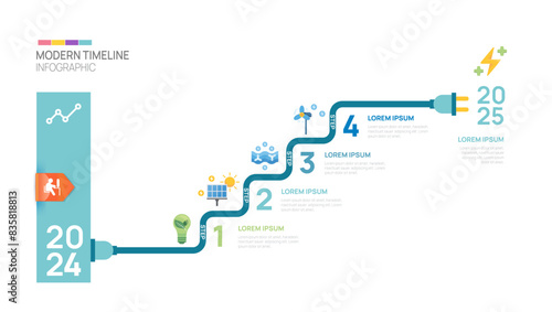 energy step timeline infographic line template. Modern milestone element timeline diagram, vector infographics.