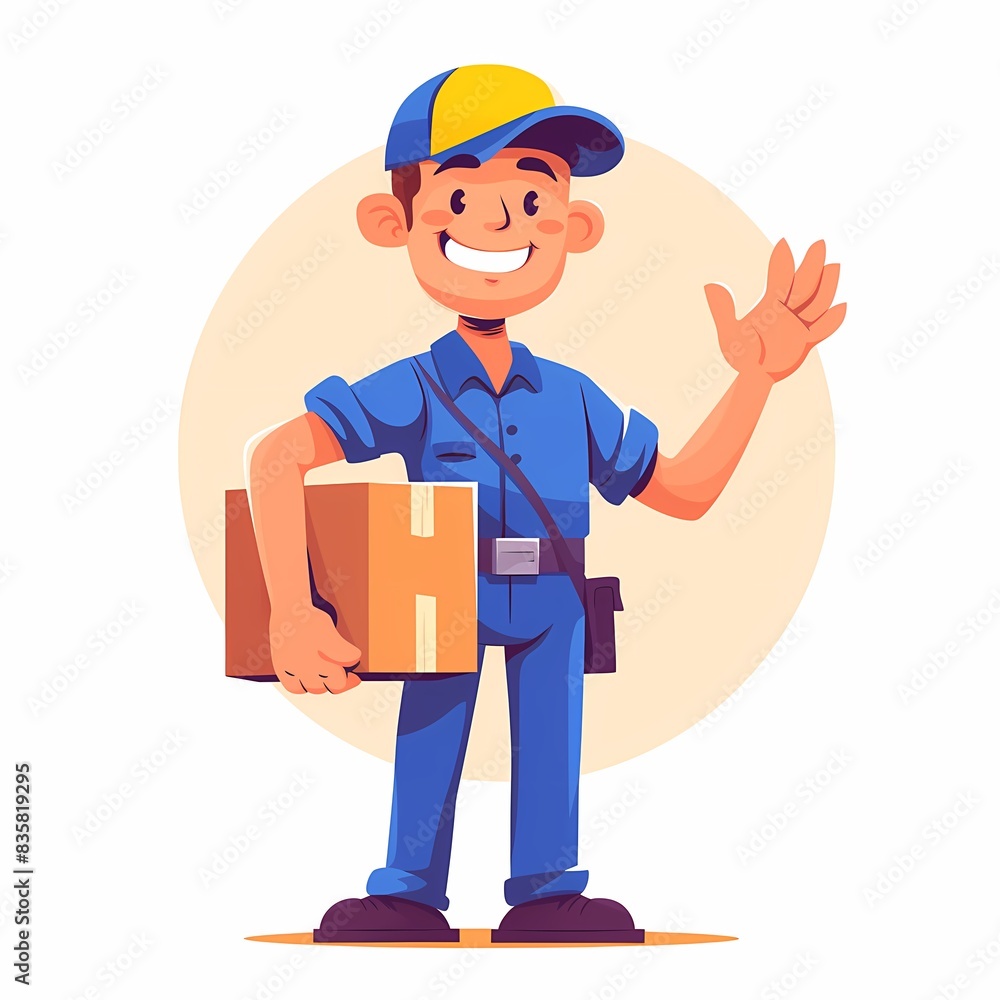 mascot illustration delivery man, flat and cute character, solid vector logo mascot illustration delivery man, flat and cute character, solid vector logo