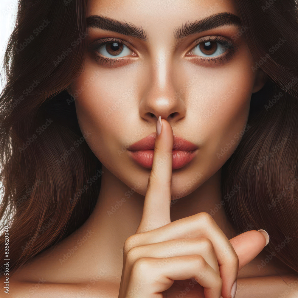 woman, doing expression with finger on lips silent shh gesture. Secret, silence, taboo freedom of speech woman, doing expression with finger on lips silent shh gesture. Secret, silence, taboo freedom of speech