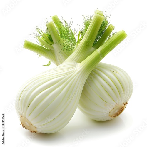 Blanched florence fennel isolated on white background, fenel photo