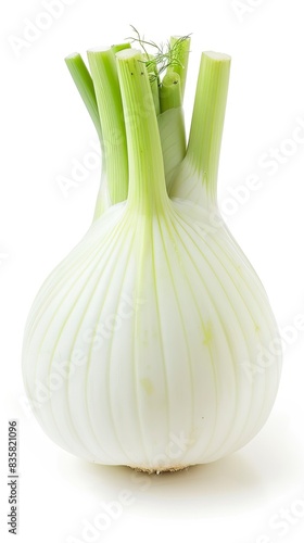 Blanched florence fennel isolated on white background, fenel photo