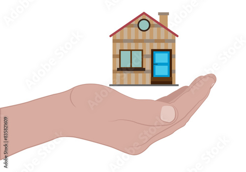 Mano dando una casa representando el alquiler o compra de una vivienda.