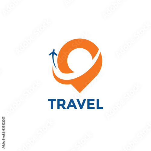 Air travel logo template. Travel. Pin. Location on map logo concept. Plane icon. Plane. Plane vector. Airplane. Airplane icon. Airplane vector.