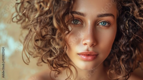 Wallpaper Mural Attractive girl with curly hair Torontodigital.ca