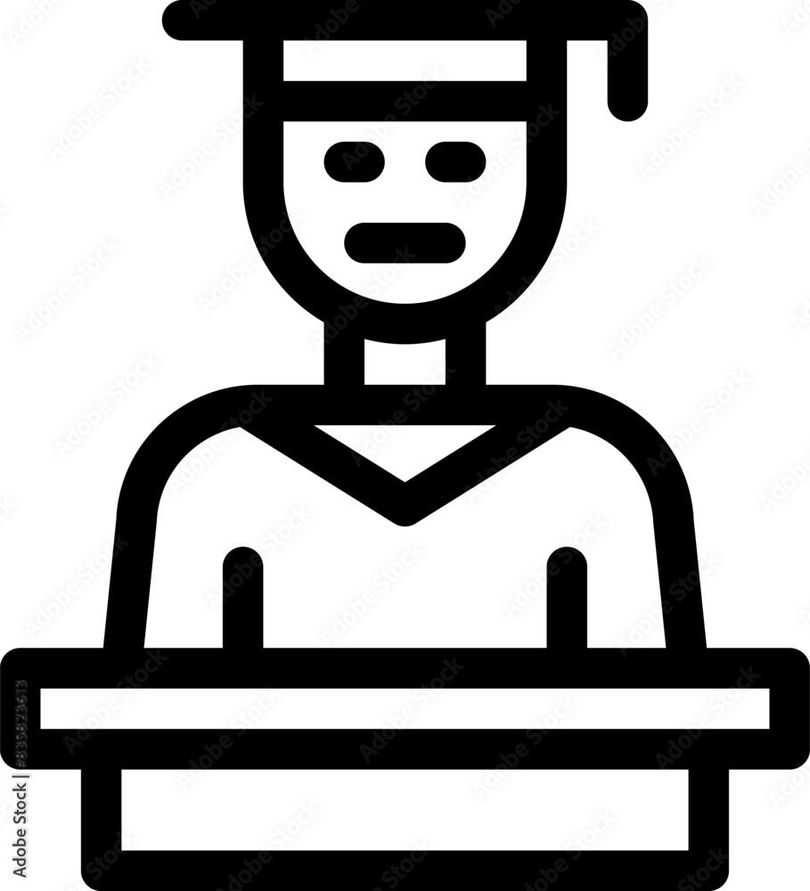 Student icon illustration with podium Vector Icon Isolated. Student icon illustration with podium Vector Icon Isolated.