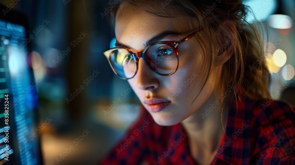 The focused female programmer The focused female programmer