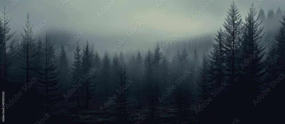 Fall-winter foliage swaying on a mountainside with snowy sky in the background, featuring gently swaying branches in a tranquil scene with copy space image. Fall-winter foliage swaying on a mountainside with snowy sky in the background, featuring gently swaying branches in a tranquil scene with copy space image.