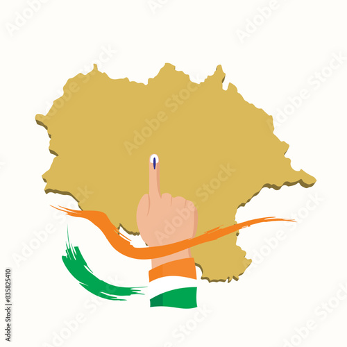 Himachal Pradesh state election design concept of voting hand. Vector, illustration.