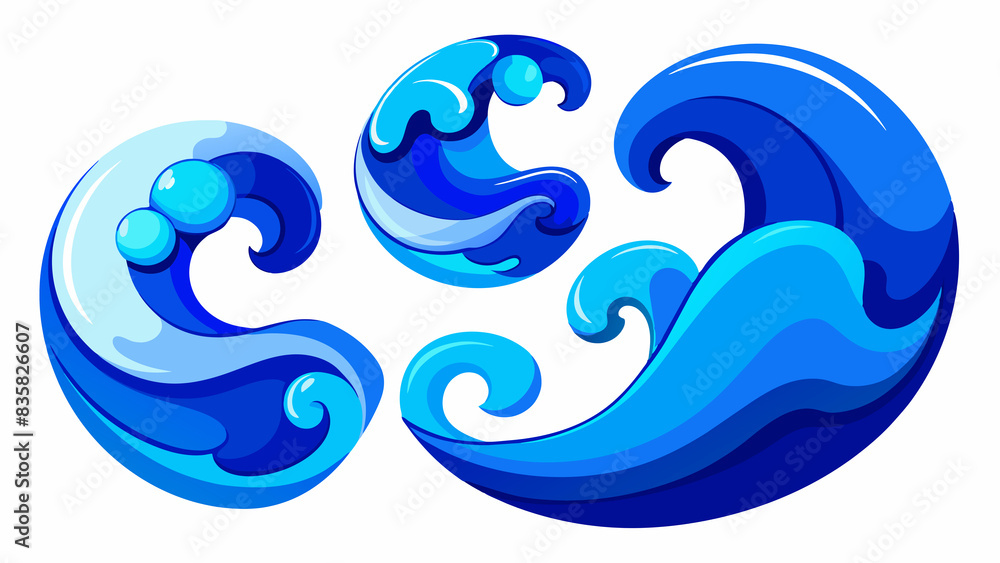 Blue Waves Set. Liquid shape elements