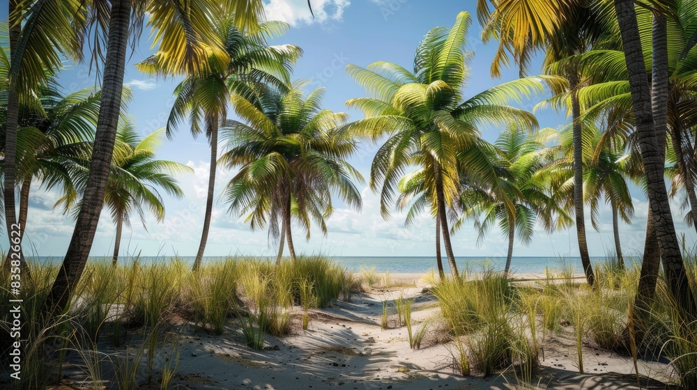 Tropical Beach in Paradise with Palm Trees Tropical Beach in Paradise with Palm Trees