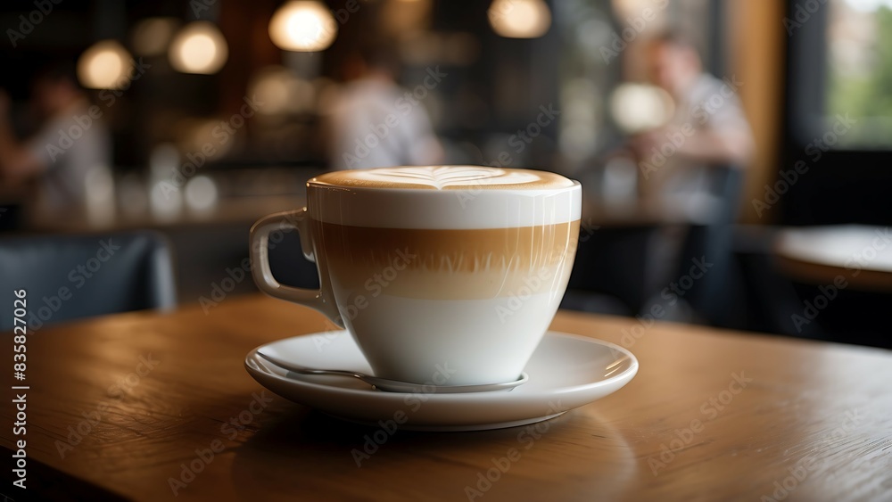 Close up of cappuccino on table with blurred restaurant background. Close up of cappuccino on table with blurred restaurant background.