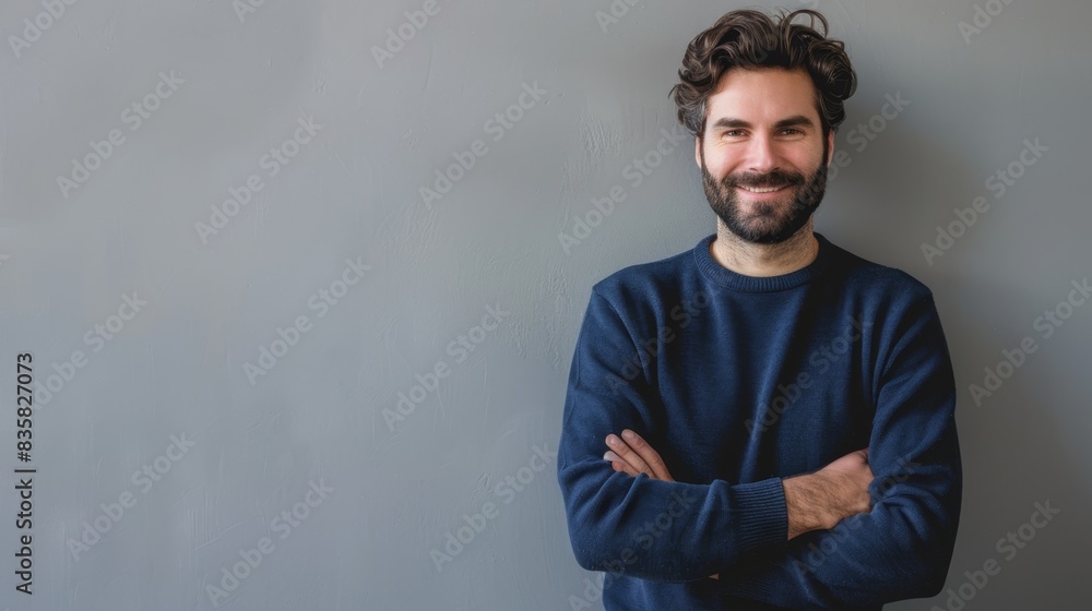 Obraz premium The smiling man in sweater